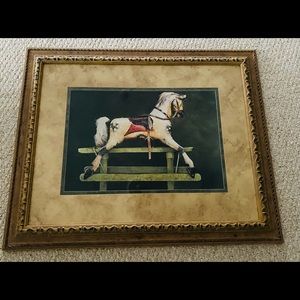 BEAUTIFUL IRISH ROCKING HORSE PRINT AND FRAME . BARRY MCCARTHY
